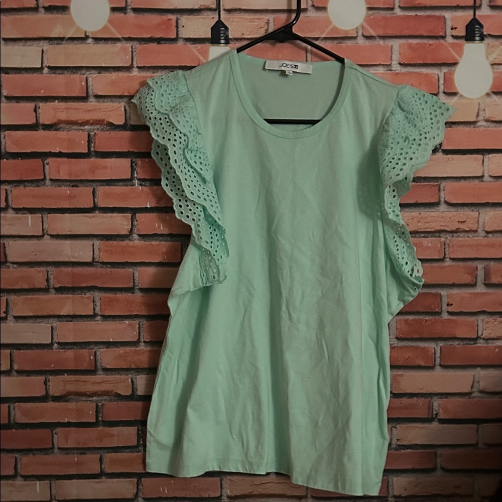 Joe's Jeans Light Green Eyelet Sleeve Blouse